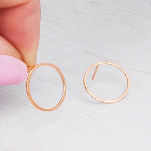 Designer Handmade Minimal Rose Gold Open Circle Earrings - Delicate Thin Karma Stud Posts