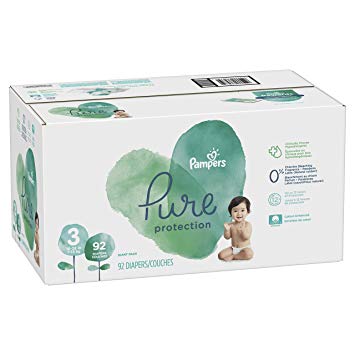 Pampers Pure Disposable Baby Diapers, Hypoallergenic and Fragrance Free Protection, Size 3, 92 Count, Giant