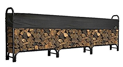 ShelterLogic 90403 Heavy Duty Firewood Rack with Cover, Black, 12-Feet