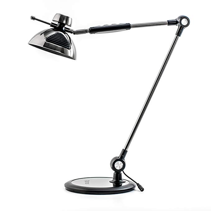 OTUS Architect Desk Lamp Gesture Control 10W - Metal Swing Arm Dimmable Led Task Light for Office - 12 Touch Level Dimmer 3 Eye-Care Lighting Modes - Adjustable Drafting Table Lamp - Memory - Black