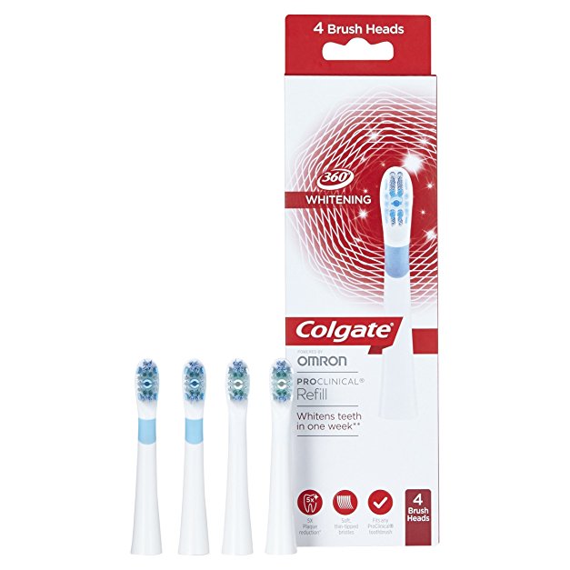 Colgate ProClinical 360 Whitening Refill Brush Heads, Pack of 4