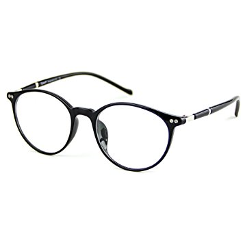 Cyxus Blue Light Filter Lightweight TR90 Glasses for Computer Use, Anti Eye Strain Headache Video Eyewear (Black Round Frame)