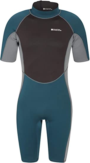 Mountain Warehouse Shorty Mens Wetsuit – 2.5mm Thickness, Neoprene Swimming Wet Suit, Contour Fit One Piece Surf Suit, Easy Glide Zip - Perfect for Summer, Diving