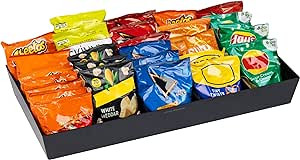 Mind Reader Snack Tray, Countertop Organizer, Snack Tray, Condiment Holder, Breakroom, Kitchen, 24" L x 12" W x 3.25" H, Black