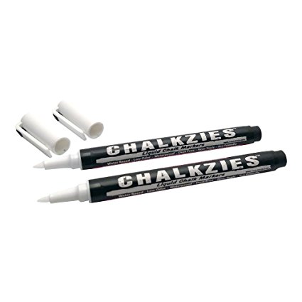 Chalkzies 0.7mm Extra Fine Point Liquid Chalk Marker • Waterproof • Premium Quality (2-Pack - White)