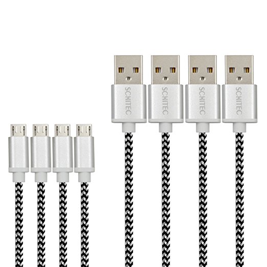 Micro USB Cable,SCHITEC 4 Pack 1FT 3FT 6FT 10FT High Charging Speed USB 2.0 A Male to Micro Nylon Braided Cords with Aluminum Connectors for Android,Samsung Galaxy Note,Nexus,HTC,LG and more (4Pack)