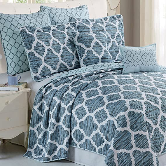 Serenta 7 Piece Printed Microfiber Bedspread Quilts Set, Queen Honor