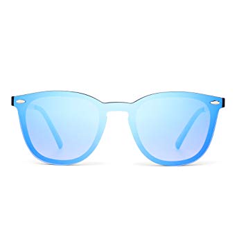 JIM HALO Rimless Sunglasses One Piece Mirror Reflective Eyeglasses for Men Women