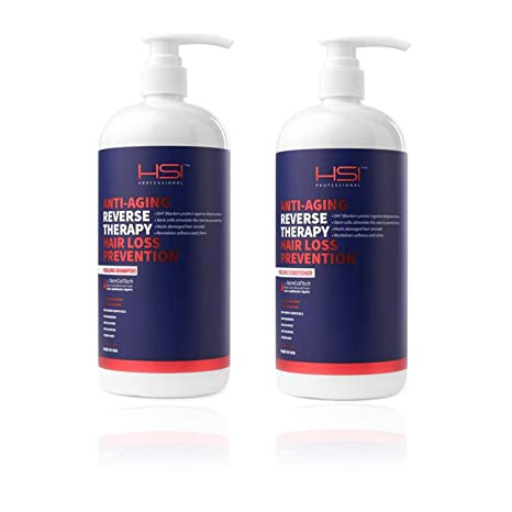 HSI Professional Anti-Aging Reverse Therapy Hair Loss Combo – 32oz Each - Sulfate & Paraben Free Scalp Healing Shampoo – Hair Loss Prevention, Thickness & Growth