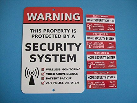 Home Security Alarm System Yard Sign & 4 Window Stickers - Stock # 704