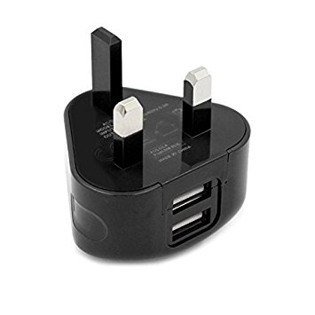 Aulola® CE Certificated TH19 Black Color 5V/2.4A 2 Ports Dual USB Mains UK Plug Charger Adapter Compatible with Most of Phones and Tablets PC iPhone 4 4S 5 5S 5C 6 6 plus iPod HTC Sony Samsung Galaxy S4 S5 iPad Mini/Air Samsung Galaxy Tablet 10.1" 8.9" 7" inch Tab 2 Note etc" 8.9" 7" inch Tab 2 Note etc