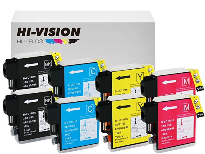HI-VISION HI-YIELDS Compatible Ink Cartridge Replacement for Brother LC61 (2 Black, 2 Cyan, 2 Yellow, 2 Magenta, 8-Pack)