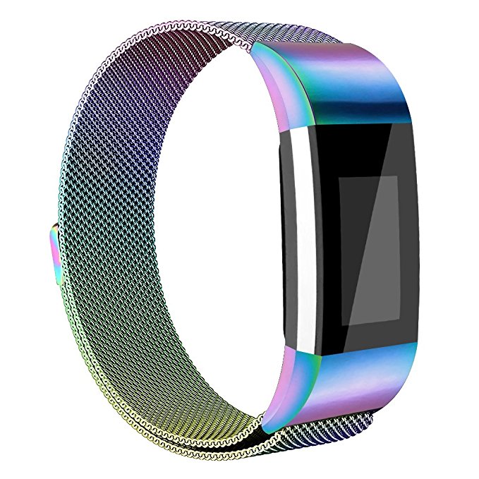 Vancle For Fitbit Charge 2 Band, Stainless Steel Metal Bracelet with Unique Magnet Clasp Charge 2 Replacement Wristbands for Fitbit Charge 2 Small Large