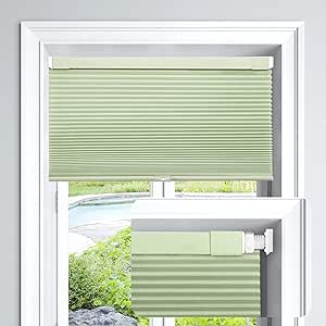 LazBlinds Cordless Cellular Shades, No Tools No Drill Light Filtering Honeycomb Shades Pleated Blinds for Windows, 32'' W x 64'' H, Green