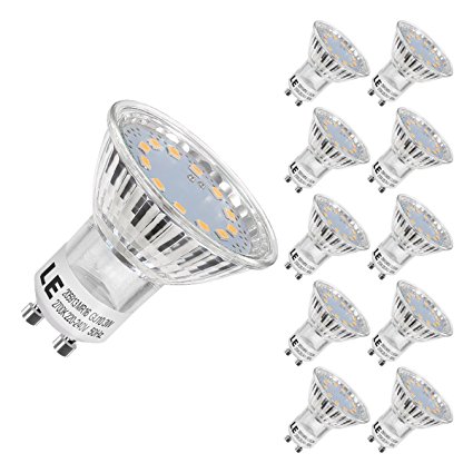 LE 10 Pack GU10 LED Light Bulbs, 35W Halogen MR16 Bulbs Equivalent, 250lm, 3W, Warm White, 2700K, 120° Beam Angle, Recessed Track Lighting