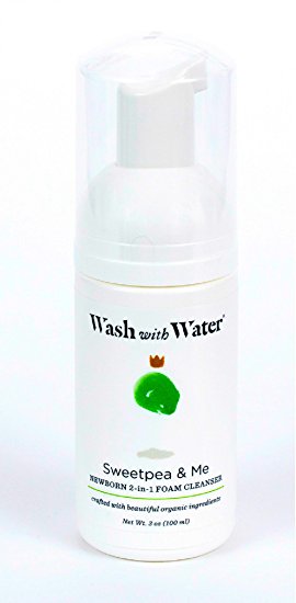 Wash with Water All Natural Ultra Gentle Foaming Cleanser for Newborn, Baby, Toddlers, Certified Organic   Cruelty Free for Eczema, Cradle Cap   Sensitive Skin - Sweet Pea & Me 3oz