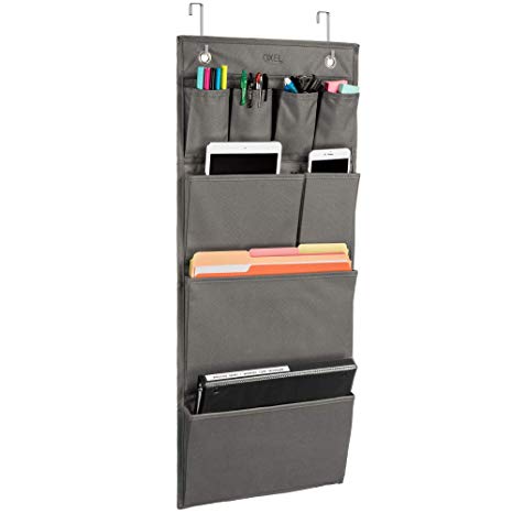 Over The Door Hanging Office Organizer - Storage for Notebooks, Paper, Planners, File Folders, and School Supplies - 8 Pockets