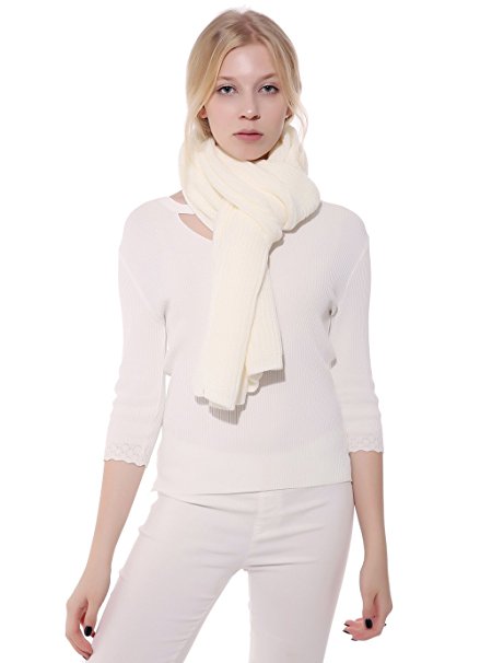 Anboor Luxurious Thick Knitted Scarf with Solid Color Super Warm Shawl for Women