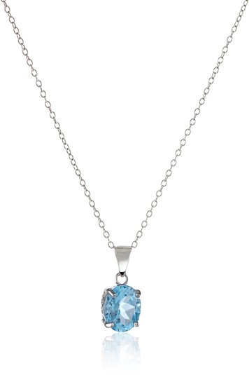 Sterling Silver Gemstone Pendant Necklace 18