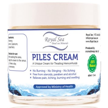 Royal Dead Sea Natural Hemorrhoid Treatment Relief Piles Cream Cure Solution 60 Ml, 2 Oz
