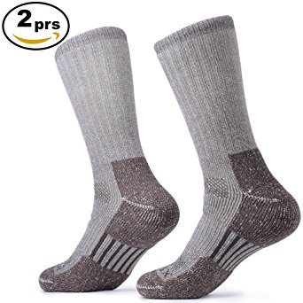 SOLAX 2 Pairs Merino Wool Athletic Crew Hiking Socks for Men