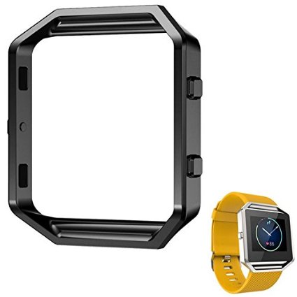 Fitbit Blaze Frame Housing, Ronkoen Stainless Steel Metal Watch Frame Housing Holder Shell For Fitbit Blaze Smart Watch--Black