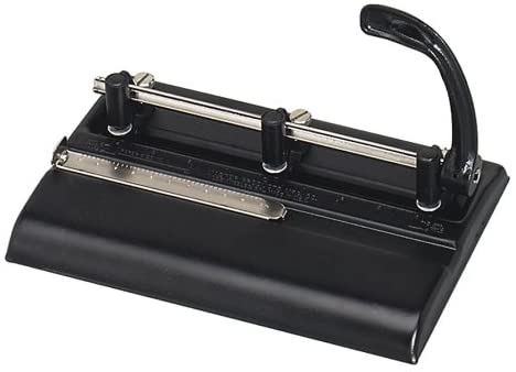 Master Adjustable 32-Sheet 3-Hole Punch, 11/32 Inches Punch Heads for Convenient 2 or 3-Hole Punching, Black (MAT5335B)