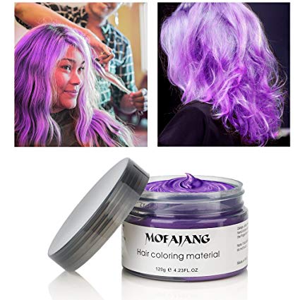 MOFAJANG Hair Color Wax 4.23 oz Purple Hair Wax Temporary Hair Dye Unisex Hairstyle Pomade Cream Mud Wax for Men and Women(Purple)