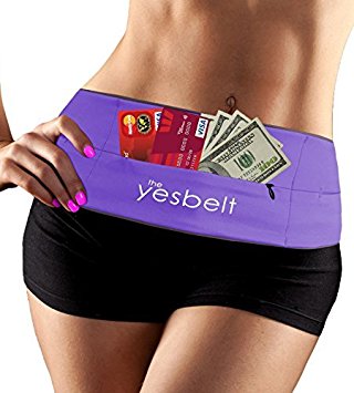 YesBelt #1 REVERSIBLE Running Belt and Waist Pack w ZIPPER - Better than Cell Phone Sports Armband - iPhone 6 Plus - Best Travel Money Belt - Stylish Fitness Zip 'n Flip Band for Workout