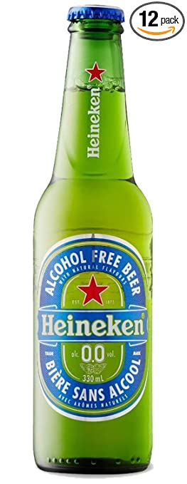 Heineken 0.0% Non-Alcoholic Beer (Alcohol Free), 11.2 fl oz (12 Glass Bottles)