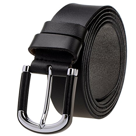 Vbiger Male Genuine Leather Waist Belt with Fashionable Pin Buckle