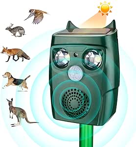 Animal Repellent, Solar Animal Deterrent Devices Outdoor with Motion Detection, Ultrasonic Pest Repeller for Lawn Garden, Cat Squirrel Skunk Gopher Snake Repellent,18kHz