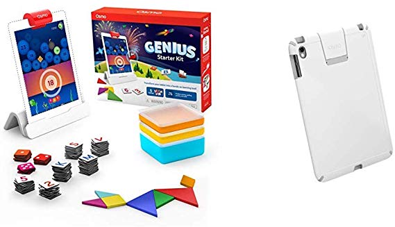 Osmo - Genius Starter Kit for iPad (New Version) and iPad Case Bundle - Ages 6-10 - Problem Solving & Creativity - (OSMO iPad Base Included)