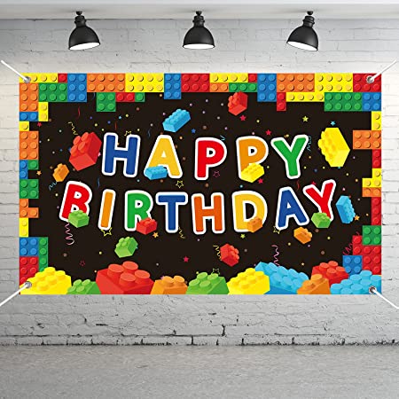 Building Blocks Party Decorations Colorful Blocks Birthday Photography Backdrop Children Kids Building Blocks Theme Party Supplies