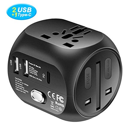 Universal International Travel Adapter, Power Converter Perfect Worldwide AC Outlet Plug Power Adapters Wall Charger with Type-C