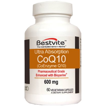Coenzyme CoQ10 600mg with Bioperine (60 Vegetarian Capsules) Naturally Fermented