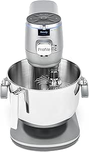 GE Profile Smart Stand Mixer w/Built-In Smart Scale & Auto Sense Technology, 7qt Stainless Steel Bowl, 11 Speed l Dough Hook, Beater, 11-wire whip l works w/Amazon Alexa & Google Home l Mineral Silver