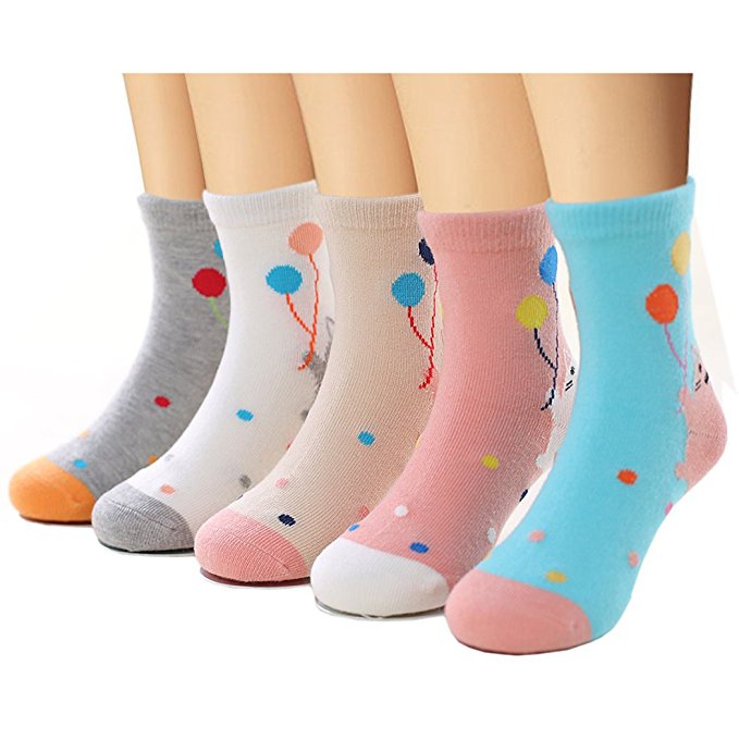 Boboking Girl's Cotton Breathable Socks (Pack of 5)