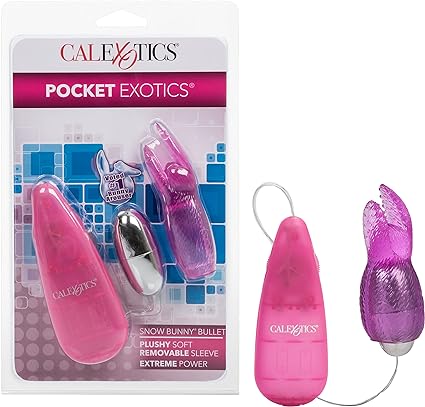 CalExotics Pocket Exotics Bunny Bullet - Vibrator with Rabbit Tickler - Sex Toys for Couples - Adult Vibe Egg Massager - Pink
