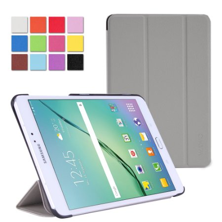 WAWO Classic Tri-fold Smart Cover Case for Samsung Galaxy Tab S2 8.0 inch Tablet,with Auto Sleep/Wake, Magnetic closure, Multi angle stand - Grey