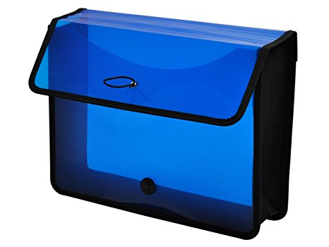 Lion Expand-N-File Poly Expanding Wallet, Letter (9-1/2  x 12 Inches), 3-Inch gusset, Transparent Blue, 1 Wallet (48160-BL)