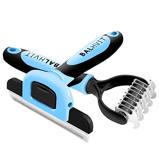 Balhvit Dog Brush Grooming Kit with Deshedding Tool & Dematting Comb, Professional Pet Grooming Brush   Double Blades Undercoat Rake for Dogs Cats with Short/ Long Hair, Dramatically Reduce Shedding
