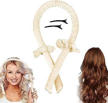 Heatless Hair Curler,Heatless Hair Curlers to Sleep In,Hair rollers for Long hair,Heatless Curls Headband You Can Sleep In,Soft Satin & Cotton Heatless Curling Rod Headband for Women(Champagne Gold)