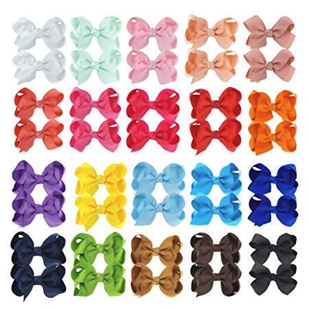 40PCS Hair Bows Baby Hair Clips for Babies Fine Hair Infants Toddlers Girls (3" Bows-40PCS)