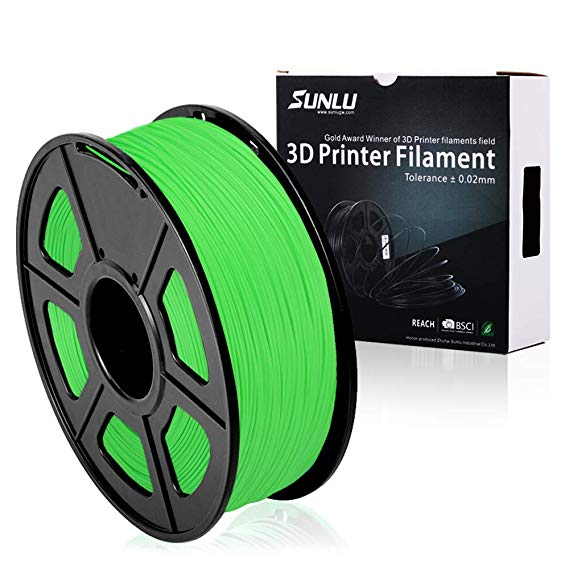 SUNLU PLA Plus 3D Printer Filament - 1KG(335m/1099ft) 1.75mm, Dimensional Accuracy  /- 0.02 mm, 1KG(2.2LBS) Spool 1.75 mm, Green (Grass Green)