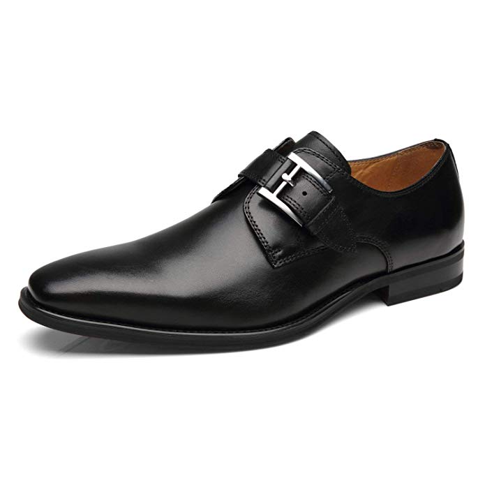 La Milano Mens Plain Toe Single Monk Strap Slip on Loafers Leather Oxford Modern Formal Business Dress Shoes …