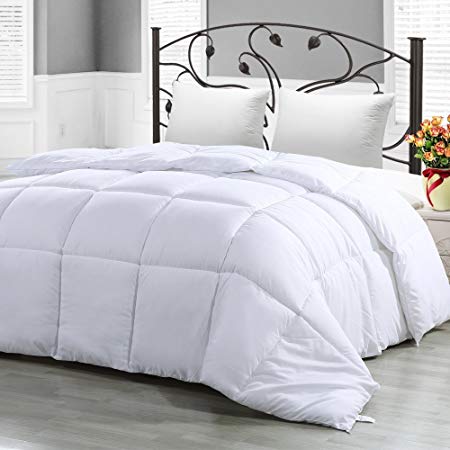 Mezzati Comforter Duvet Cover Insert - Goose Down Alternative with Box Stitching Design - Soft and Lightweight Hypoallergenic Bedding (King/Cal King, White)