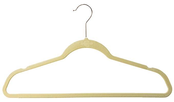 Closet Complete 71634 Supreme Quality, Heavyweight, 85-Gram, Virtually-Unbreakable Velvet, Ultra-Thin, Space Saving, No-Slip Suit Hangers, 360° Spinning Rose Gold Hooks, 50, Ivory