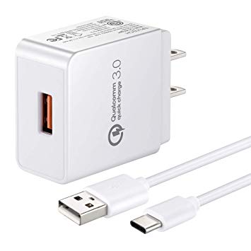 Quick Charge 3.0 Fast Wall Charger High Speed Charging Compatible for Xiaomi Redmi Note 7/Note 8 Pro,Mi 8/8 Lite/8 Pro,Mi 9/9T/9 SE,Mi A2 A3,MI Mix 3/Mix 2S,Pocophone F1 with 6.5Ft Type C Charge Cable
