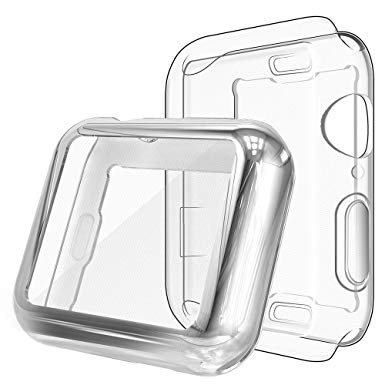 Gaishi Case Compatible with Apple Watch 4 40mm, [2-Pack] All-Around Slim Soft Screen Protector Case Cover, Clear and Silver